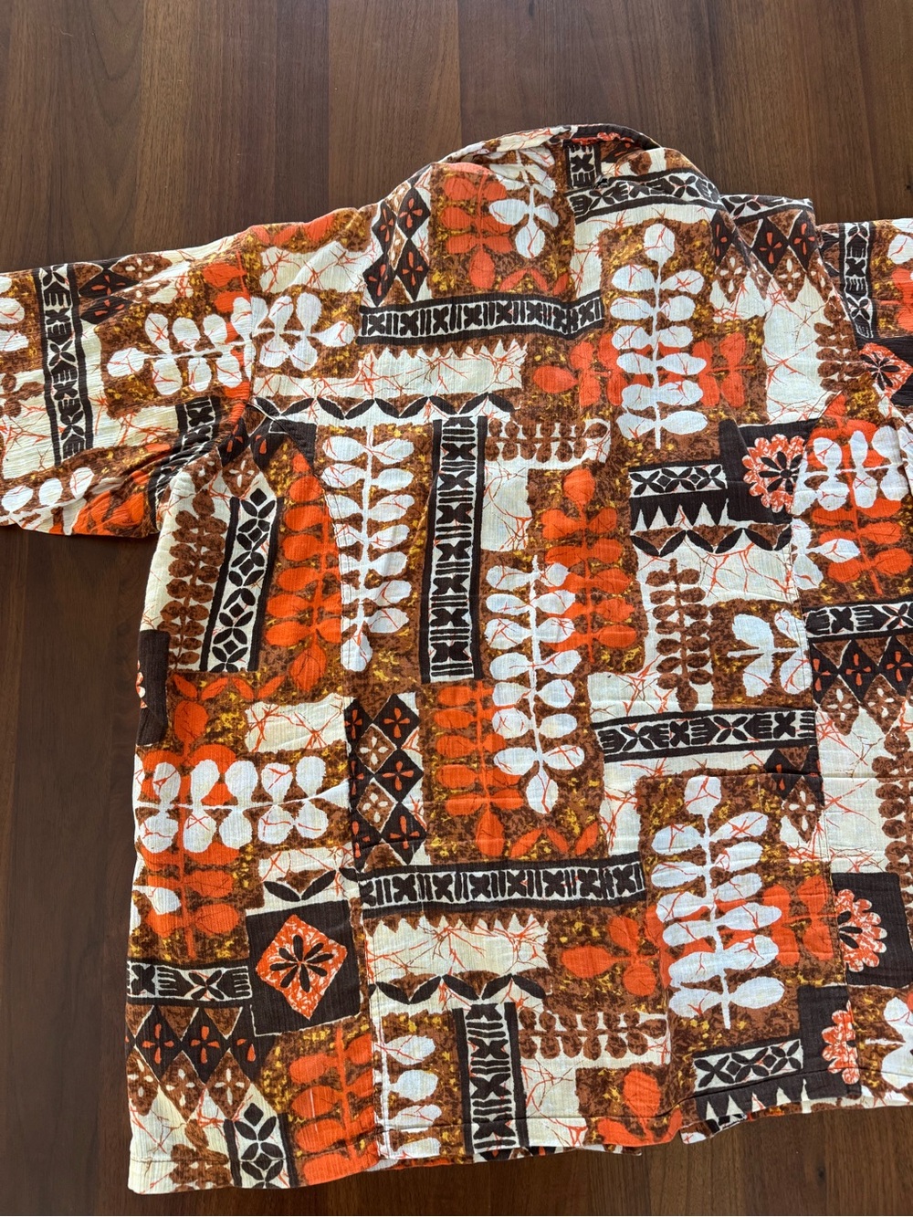 Vintage 70s Tiki Hawaiian Shirt XL XXL Tropical Barkcloth Style Camp Collar - Picture 14 of 15